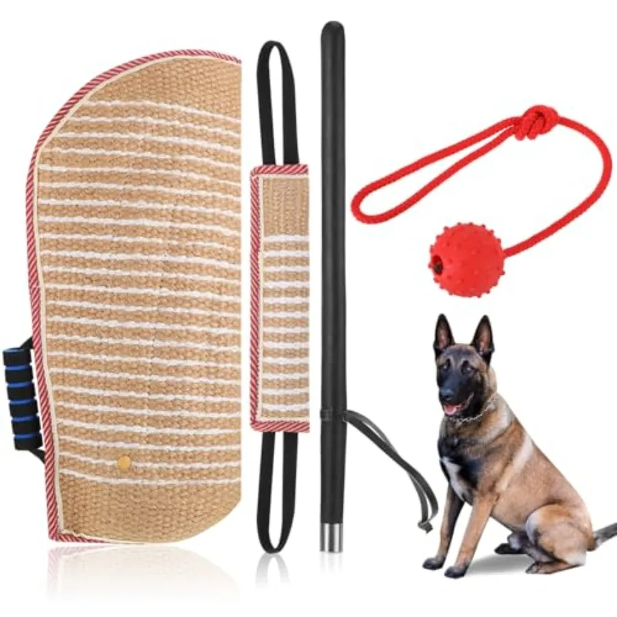 4 Pcs Dog Training Set Include Dog Sleeve Pillow Tug Toy Training Stick and Rubber Ball Professional Equipment for Biting Inter
4 Pcs Dog Training Set Include Dog Sleeve Pillow Tug Toy Training Stick and Rubber Ball Professional Equipment for Biting Inter