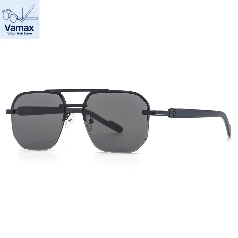 VAMAX European Instagram Sunglasses, Gradient Grey Metal Half Frame & Double Bridge, Oversized UV400 Protection
VAMAX European Instagram Sunglasses, Gradient Grey Metal Half Frame & Double Bridge, Oversized UV400 Protection