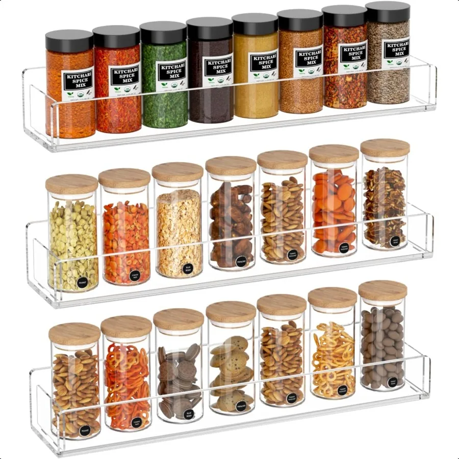 Wall Mounted Spice Rack Organizer3 Pack Clear Acrylic Spice Shelf Storage Holder Hanging Seasoning Rack Organizer for Wall Kitc
Wall Mounted Spice Rack Organizer3 Pack Clear Acrylic Spice Shelf Storage Holder Hanging Seasoning Rack Organizer for Wall Kitc