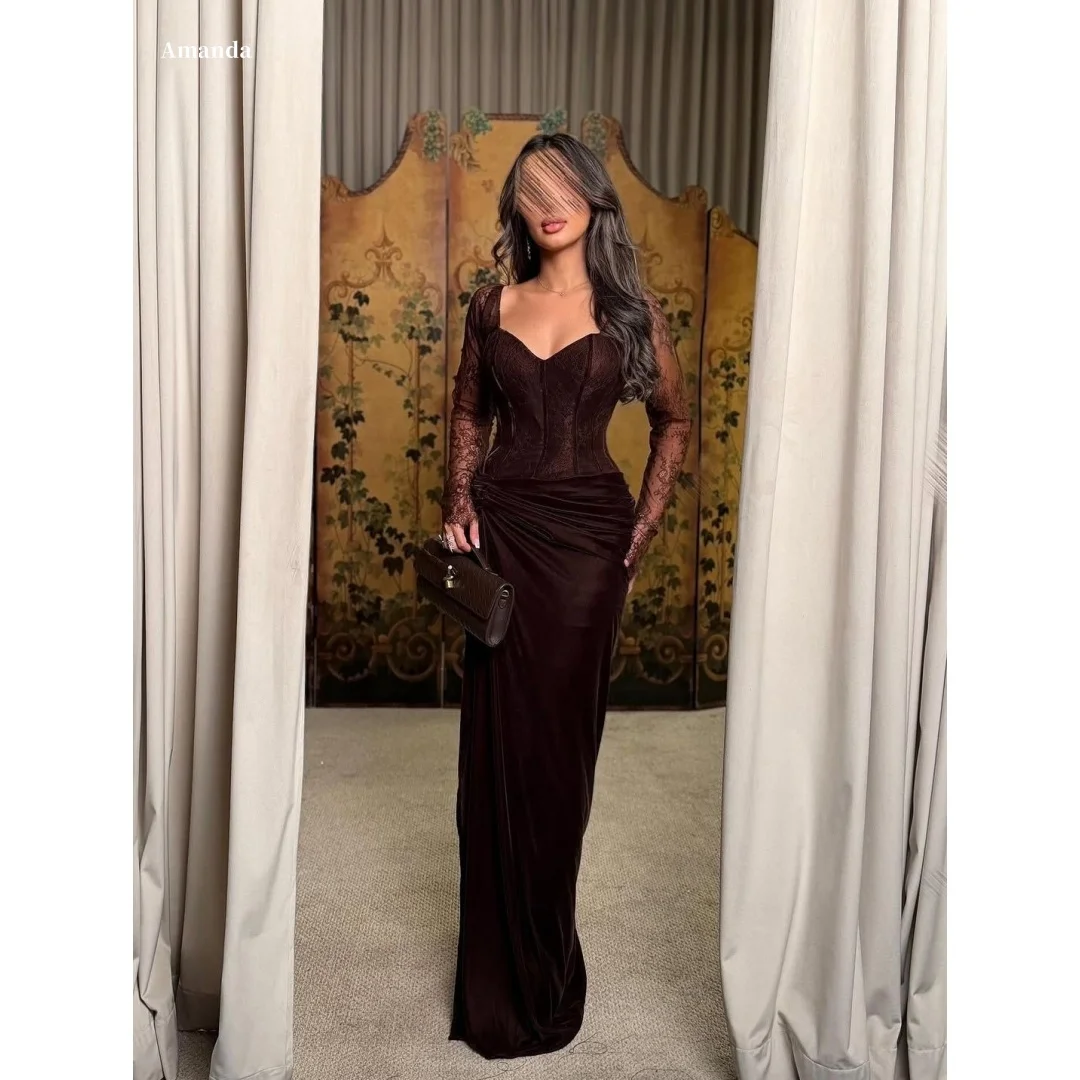 Amanda Customized Deep Burgundy Square Neck Sweetheart Bustier Formal Evening Sheer Lace Long Sleeve Velvet Ruched Slim-fit
Amanda Customized Deep Burgundy Square Neck Sweetheart Bustier Formal Evening Sheer Lace Long Sleeve Velvet Ruched Slim-fit
