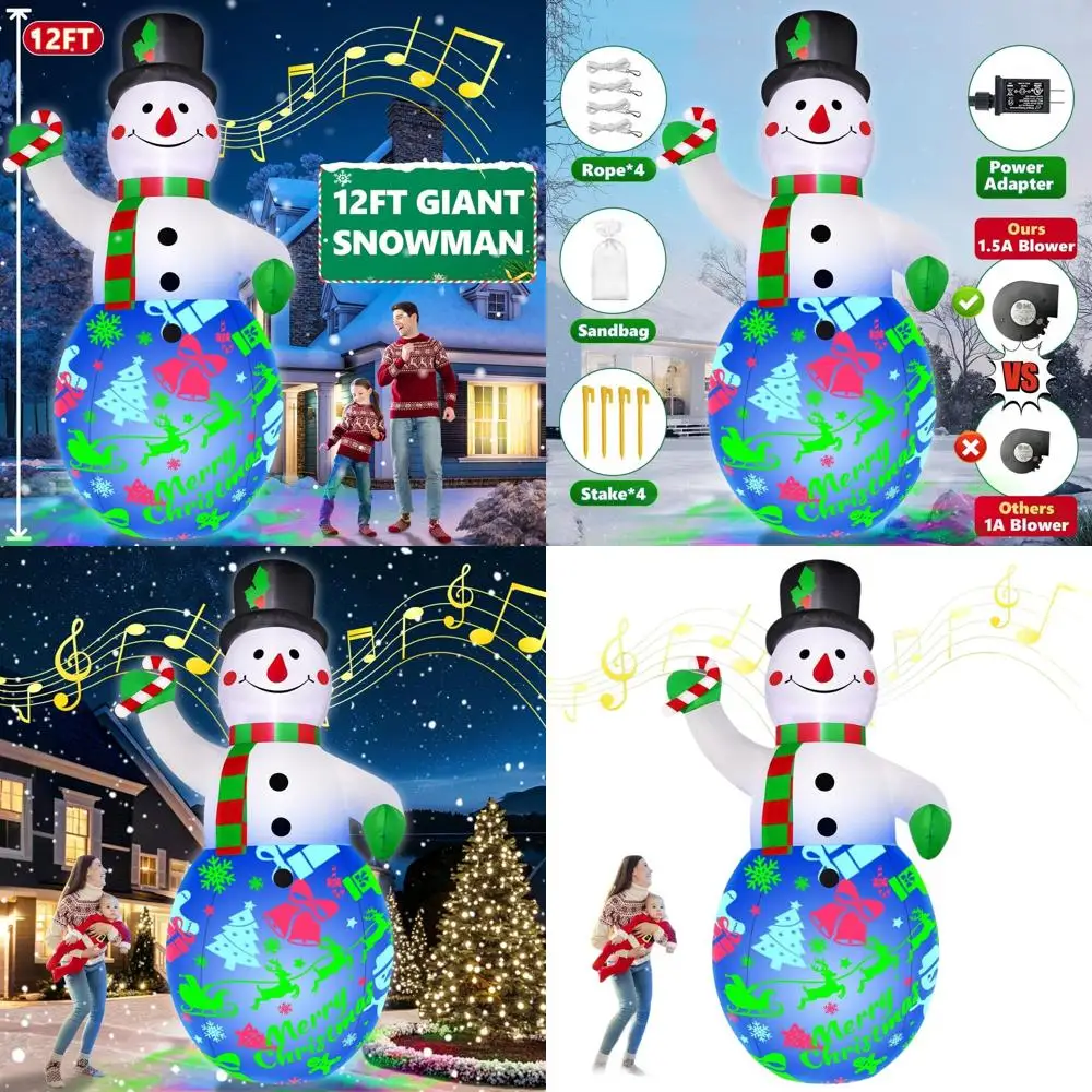 Giant 12FT Snowman Inflatable Christmas Decoration with Music, 360° Rotation & 3-Color LED Lights for Outdoor Xmas & New Year
Giant 12FT Snowman Inflatable Christmas Decoration with Music, 360° Rotation & 3-Color LED Lights for Outdoor Xmas & New Year