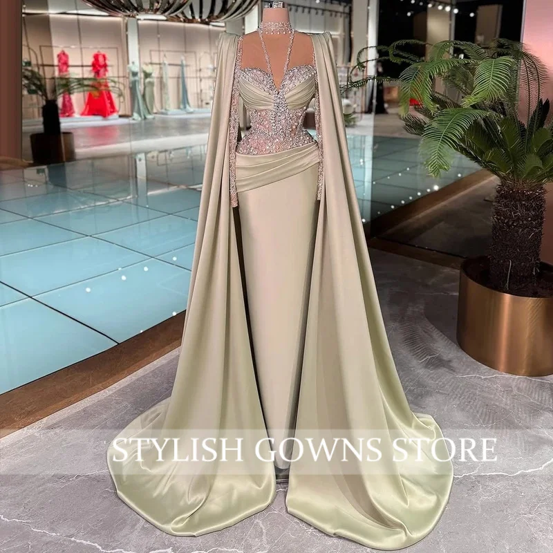 Elegant Light Green Mermaid Evening Dress with Cape Sleeve Sweetheart Formal Prom Dress Pearl Birthday Party Dress Customized
Elegant Light Green Mermaid Evening Dress with Cape Sleeve Sweetheart Formal Prom Dress Pearl Birthday Party Dress Customized