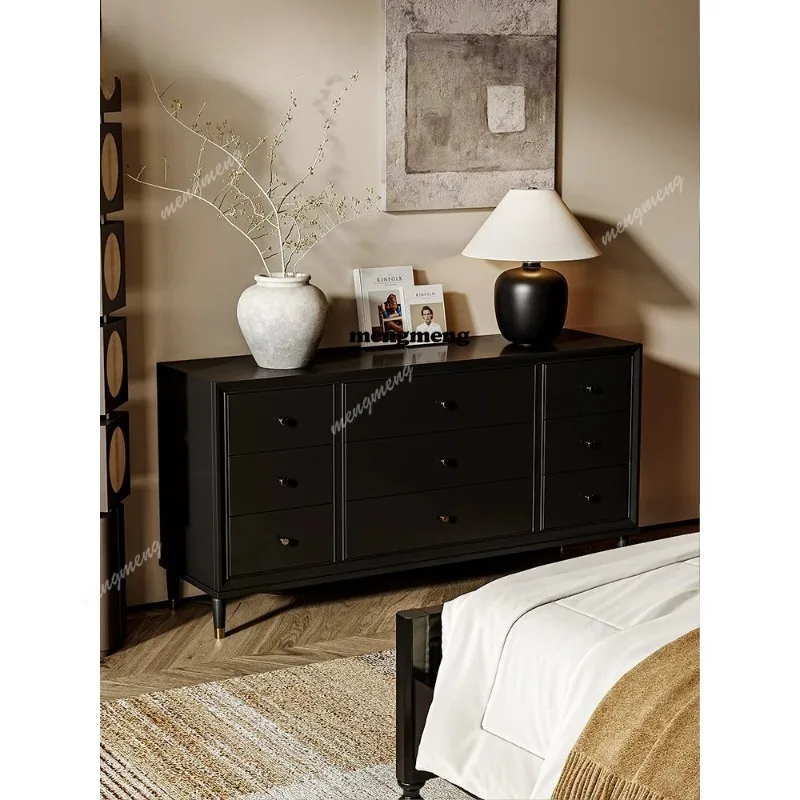 Black solid wood nine-chest cabinet, bedroom, bedside storage cabinet, French living room, entrance, locker against the wall
Black solid wood nine-chest cabinet, bedroom, bedside storage cabinet, French living room, entrance, locker against the wall