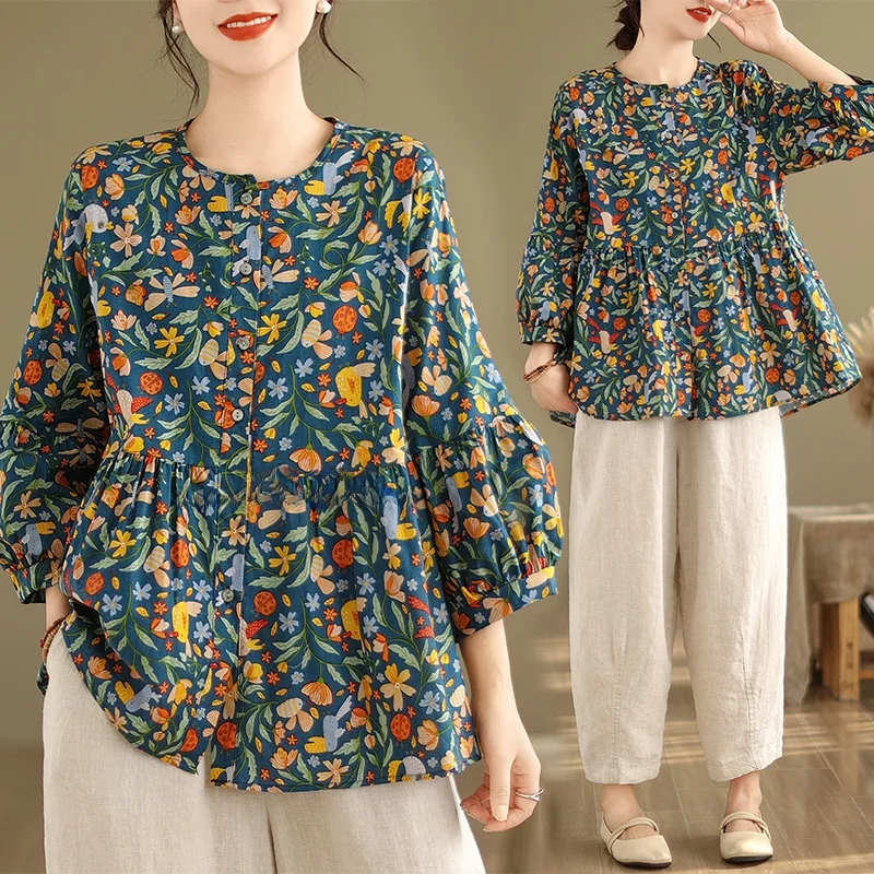 Loose Fit Floral Print Maternity Top round Neck Seven Quarter Sleeve T-Shirt Cover Belly Conceal Flaws Summer New Arrival
Loose Fit Floral Print Maternity Top round Neck Seven Quarter Sleeve T-Shirt Cover Belly Conceal Flaws Summer New Arrival