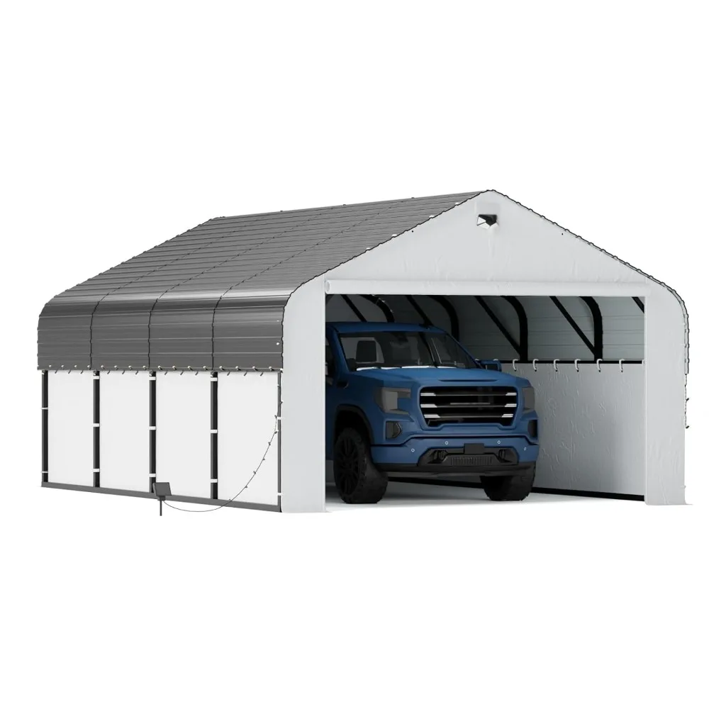Metal Carport,Carport Canopy 12x20 Heavy Duty All Weather,Enclosed Car Tent Garage with Removable Sidewalls, Customized
Metal Carport,Carport Canopy 12x20 Heavy Duty All Weather,Enclosed Car Tent Garage with Removable Sidewalls, Customized