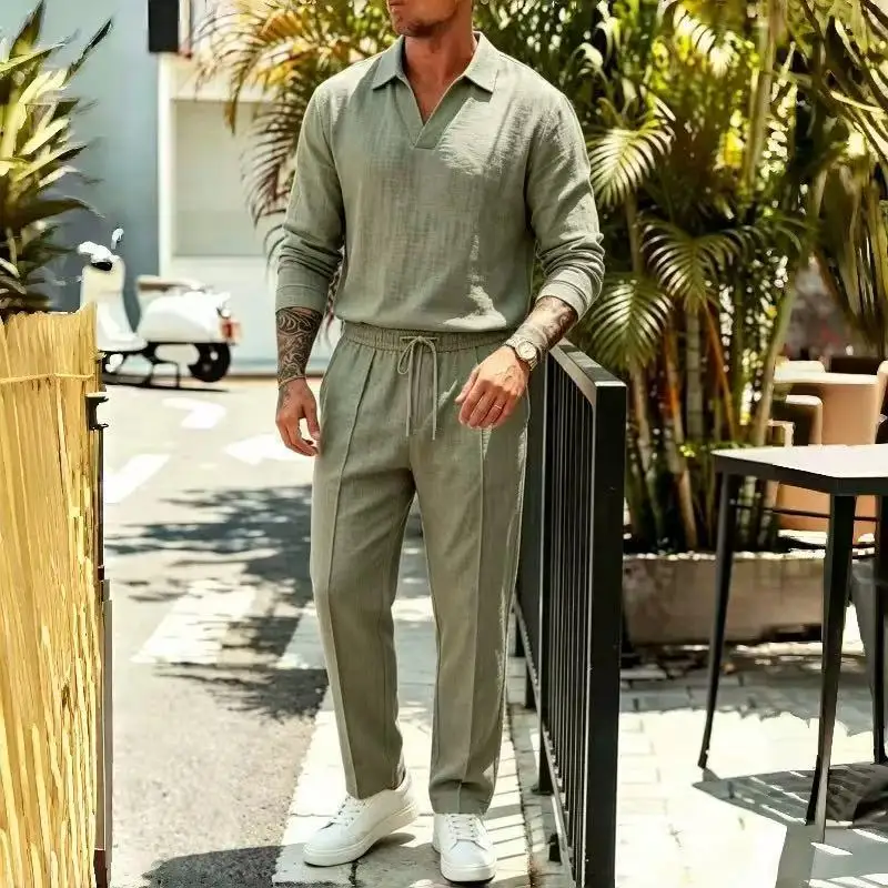 2026 New Summer Men's Linen Set Casual Solid Long Sleeve Shirt and Pants Loose Fit Cotton Linen 2 Piece Trousers Outfits Suit
2026 New Summer Men's Linen Set Casual Solid Long Sleeve Shirt and Pants Loose Fit Cotton Linen 2 Piece Trousers Outfits Suit