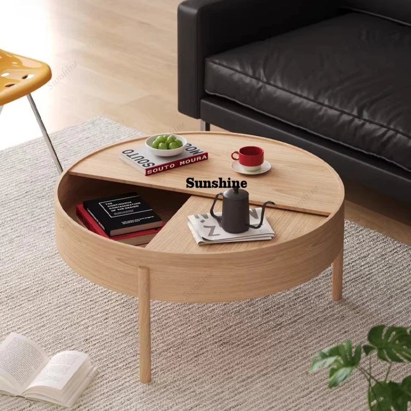 Nordic rotatable solid wood coffee table small apartment living room round storage side table
Nordic rotatable solid wood coffee table small apartment living room round storage side table