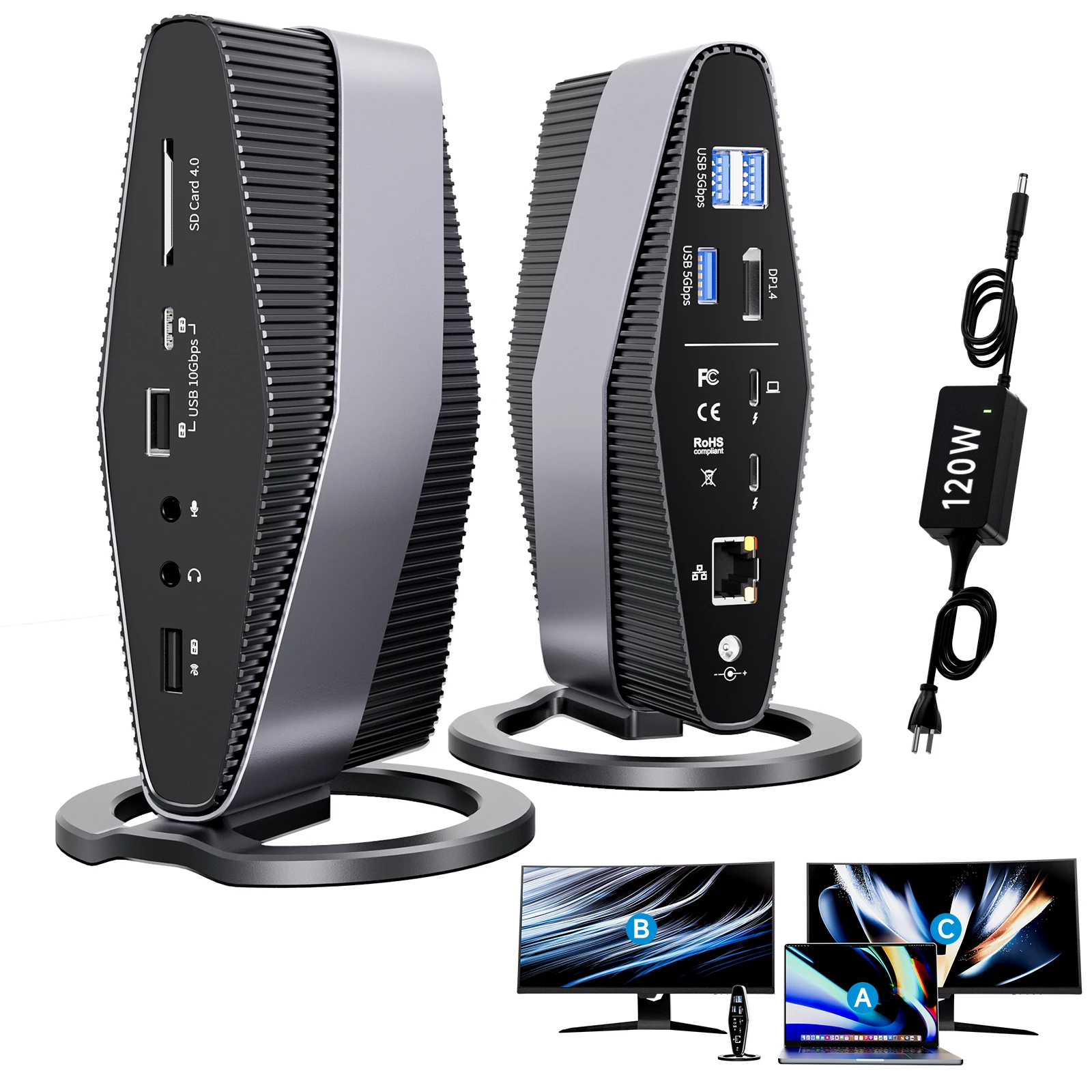 PULWTOP Thunderbolt 3 HUB( Single 5K Display, Dual 4K, 40Gbps),with Dual Monitor 4K Display, 40Gb/s, USB A/C 10gbps, SD/TF4.0
PULWTOP Thunderbolt 3 HUB( Single 5K Display, Dual 4K, 40Gbps),with Dual Monitor 4K Display, 40Gb/s, USB A/C 10gbps, SD/TF4.0