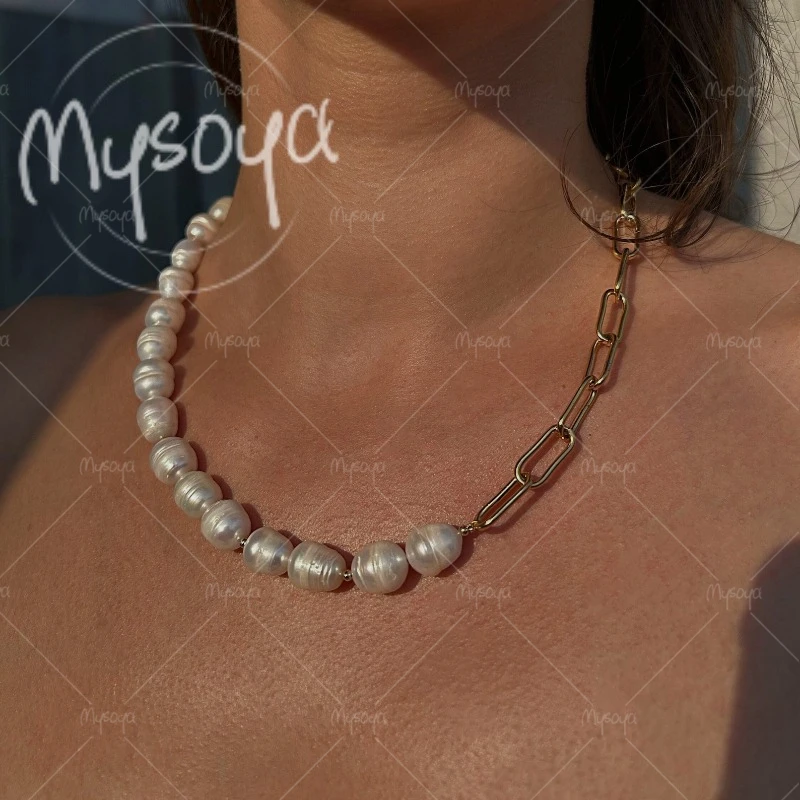 MYSOYA 10-11mm Large White Rice Pearl Chain Necklace for Wife/ Mom, Suitable for Wedding/ Party/ Mother's Day Gift A0537
MYSOYA 10-11mm Large White Rice Pearl Chain Necklace for Wife/ Mom, Suitable for Wedding/ Party/ Mother's Day Gift A0537