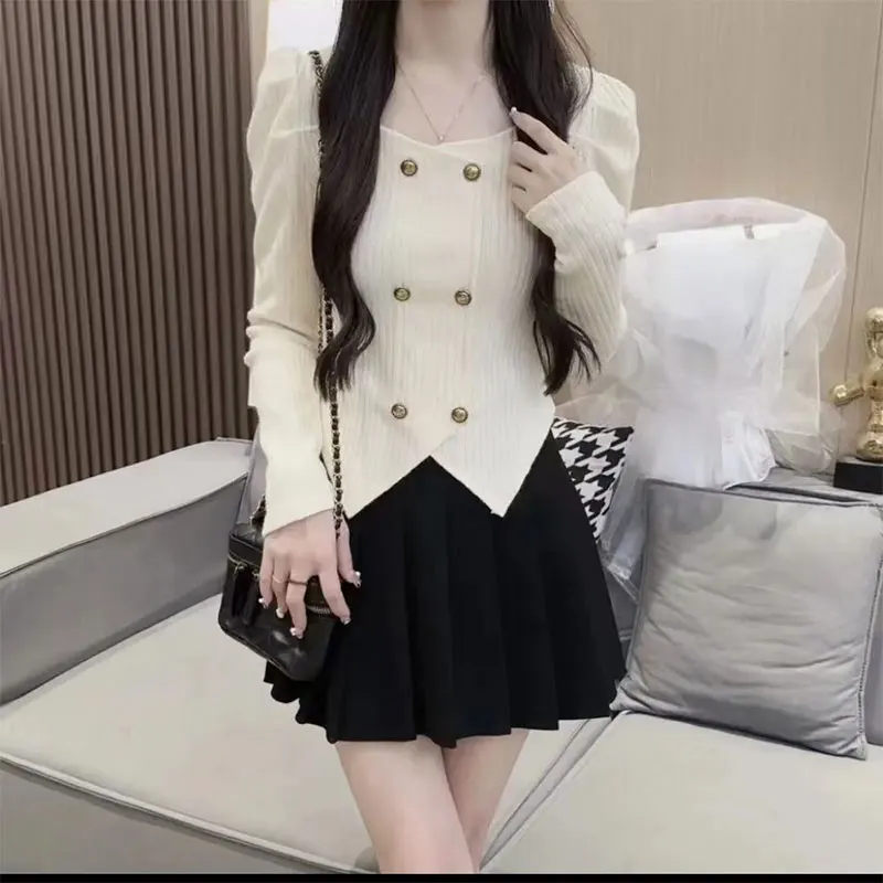 Women's Autumn Casual Fashion Simplicity Solid Color Square Collar Long Sleeve Knitwear Women Clothes All-match Temperament Tops
Women's Autumn Casual Fashion Simplicity Solid Color Square Collar Long Sleeve Knitwear Women Clothes All-match Temperament Tops