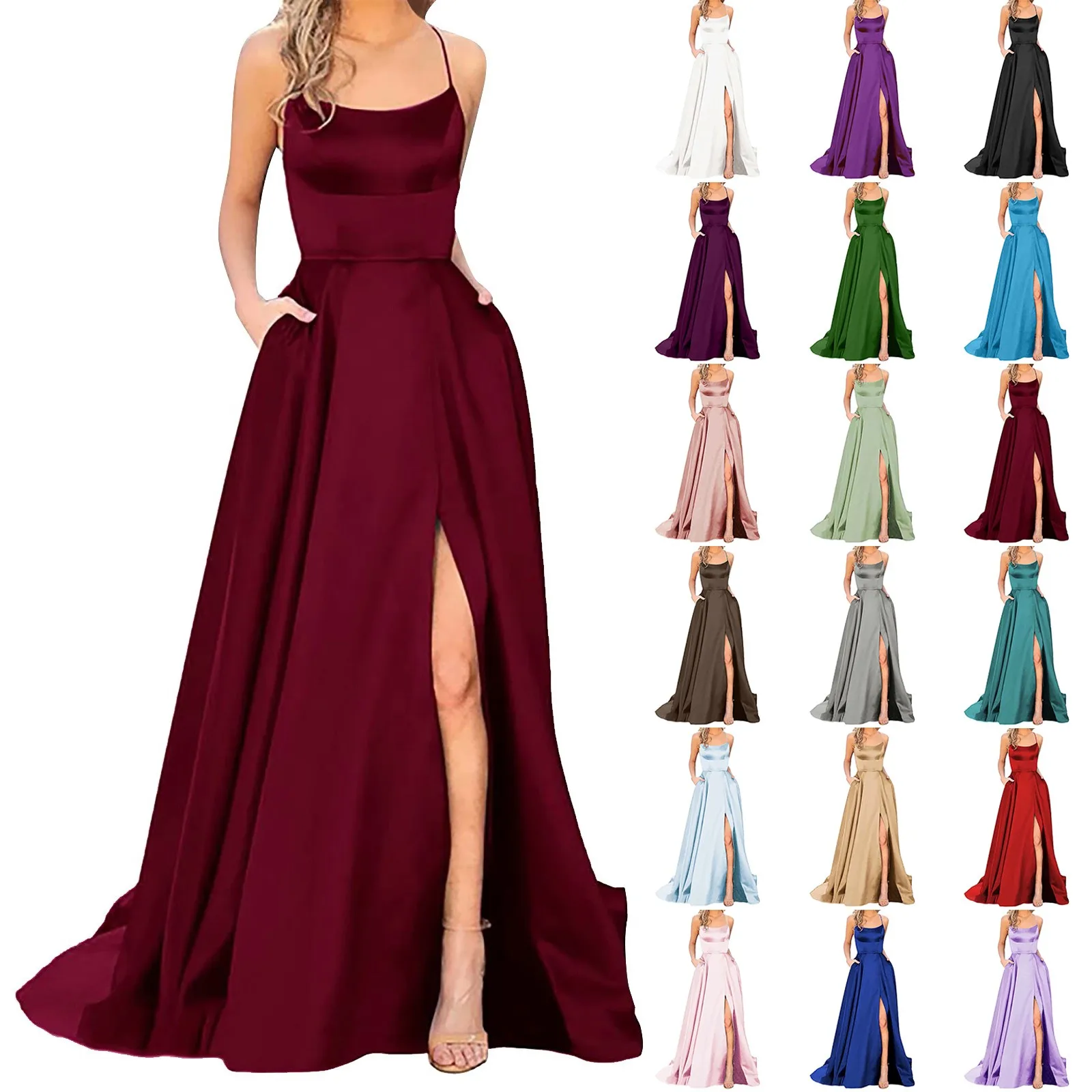 2024 Fashion Sexy Ladies Long Dresses Women Vintage Party Backless Side Slit Prom Dresses Elegant Spaghetti Strap Wedding Gowns
2024 Fashion Sexy Ladies Long Dresses Women Vintage Party Backless Side Slit Prom Dresses Elegant Spaghetti Strap Wedding Gowns