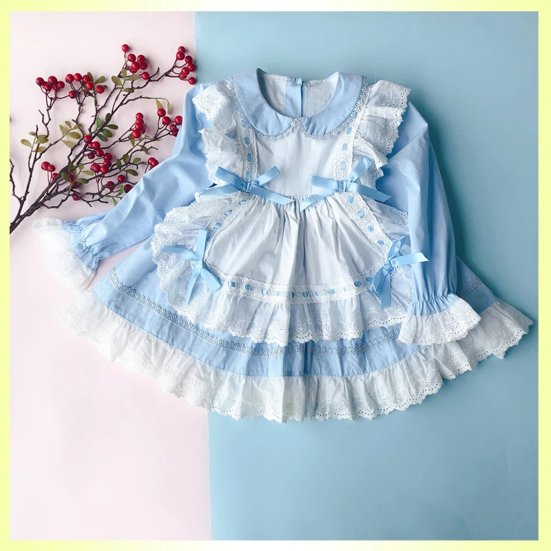 2025 Little Girls Long Sleeve Spanish Lolita Princess Dresses Autumn 1 2 3 4 5 6 Years Kids Girl Lace Bow Blue Pink Dress apron
2025 Little Girls Long Sleeve Spanish Lolita Princess Dresses Autumn 1 2 3 4 5 6 Years Kids Girl Lace Bow Blue Pink Dress apron
