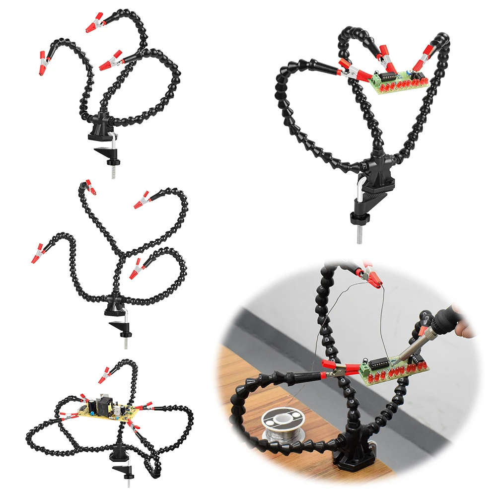 Desk Clamp Soldering Third Hand Tool 3/4/5 Flexible Arms PCB Holder Stand for Electronic Repair Soldering Jewelry Crafts
Desk Clamp Soldering Third Hand Tool 3/4/5 Flexible Arms PCB Holder Stand for Electronic Repair Soldering Jewelry Crafts