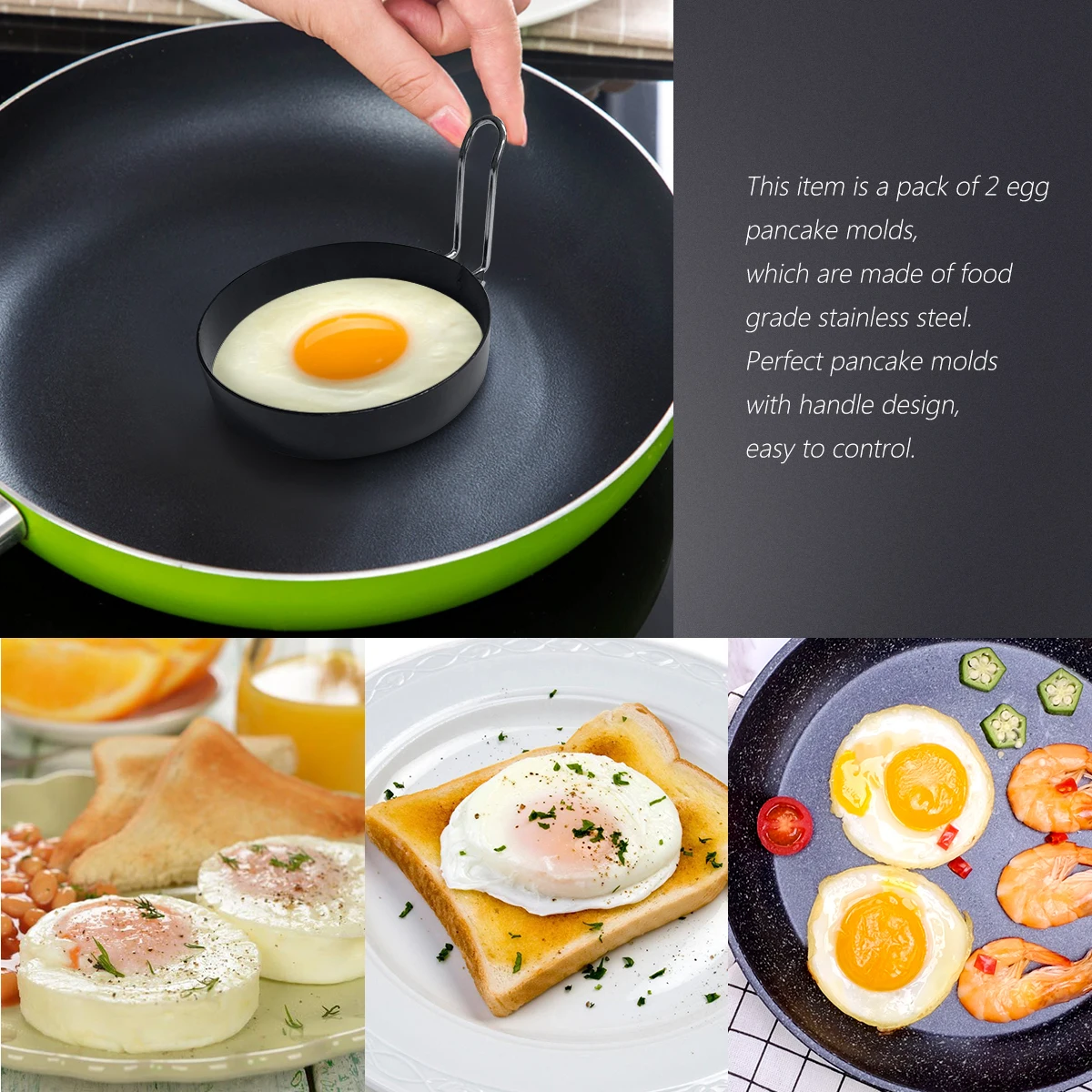2Pcs Egg Ring Stainless Steel Pancake Mold Rotatable Handle Non-Stick Cooking Mould Kitchen Tool for Breakfast Sandwiches
2Pcs Egg Ring Stainless Steel Pancake Mold Rotatable Handle Non-Stick Cooking Mould Kitchen Tool for Breakfast Sandwiches