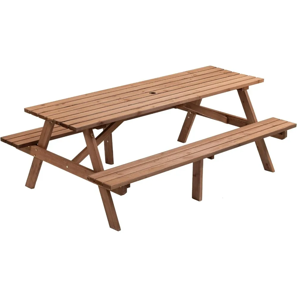 8 Person Brown Wooden Picnic Table, Outdoor Camping Dining Table with 2 Seats, Garden, 2 Built-in Benches, 2220lb Capacity Desk
8 Person Brown Wooden Picnic Table, Outdoor Camping Dining Table with 2 Seats, Garden, 2 Built-in Benches, 2220lb Capacity Desk