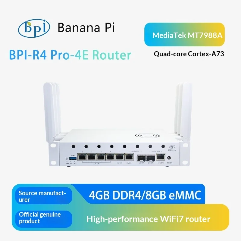 BPI R4 Pro WiFi 7 Router Development Board Kit MediaTek MT7988A Solution Expansion Board Control Panel
BPI R4 Pro WiFi 7 Router Development Board Kit MediaTek MT7988A Solution Expansion Board Control Panel