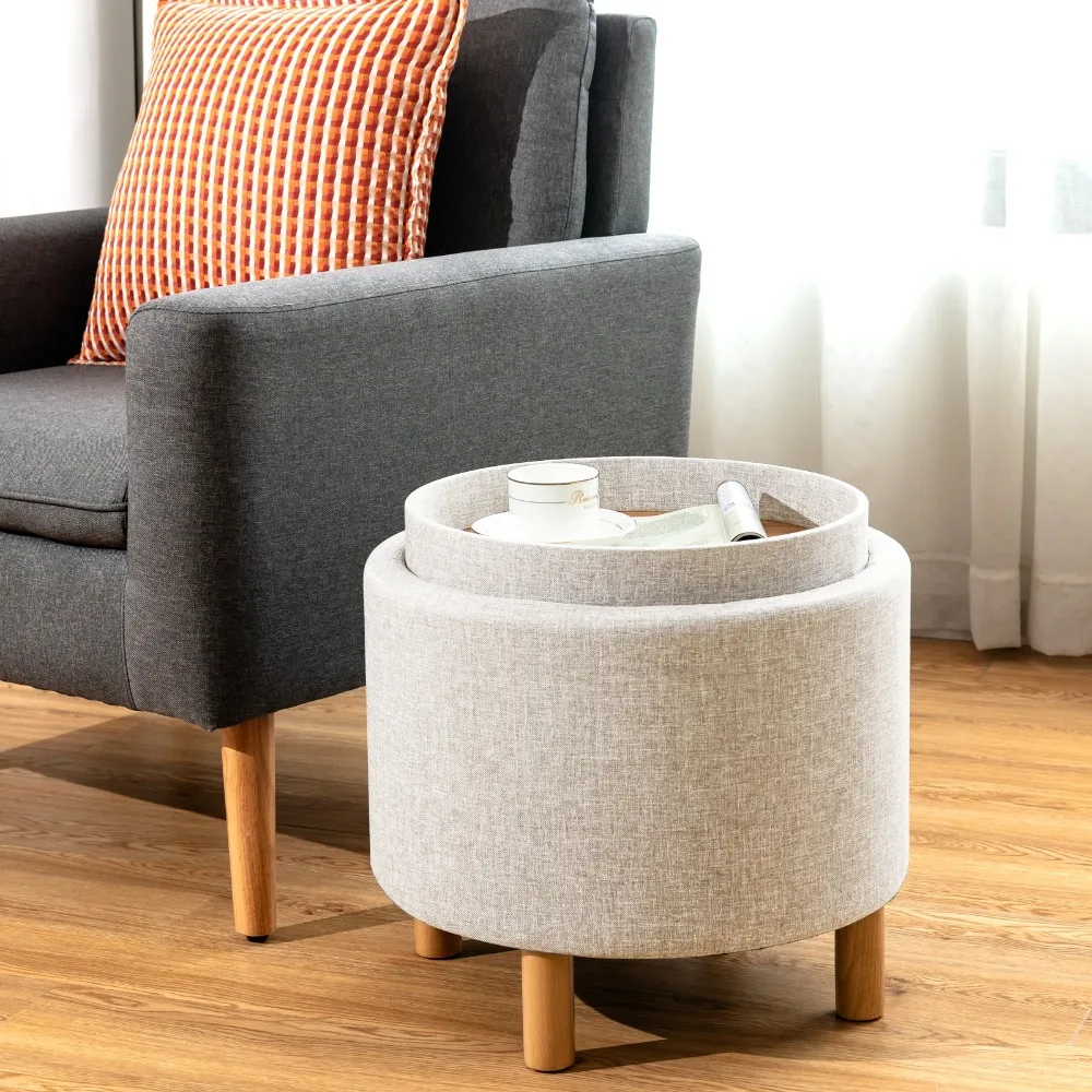 Round Storage Ottoman w/Wood Leg w/Tray Top Accent Padded Footrest Beige
Round Storage Ottoman w/Wood Leg w/Tray Top Accent Padded Footrest Beige