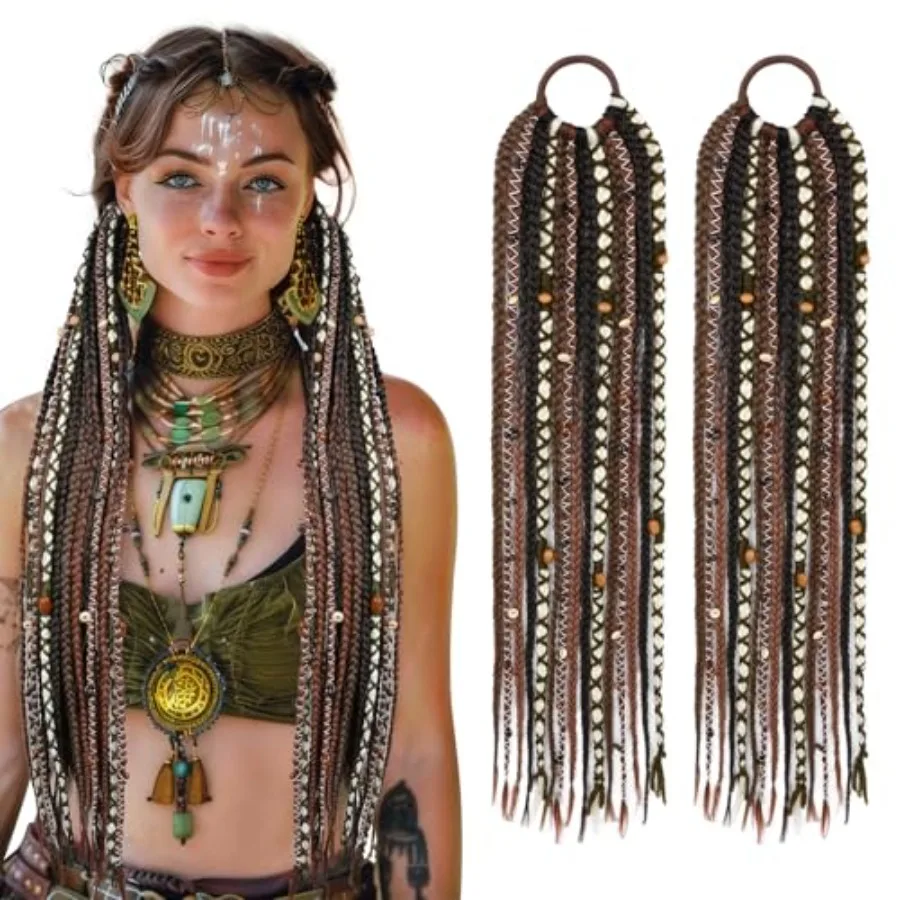 2PCS Boho Braided Ponytail Extension with Hair Tie 24" Long Viking Dreadlock Beads Ponytail Hand-braided Braids Hair Extensions
2PCS Boho Braided Ponytail Extension with Hair Tie 24" Long Viking Dreadlock Beads Ponytail Hand-braided Braids Hair Extensions
