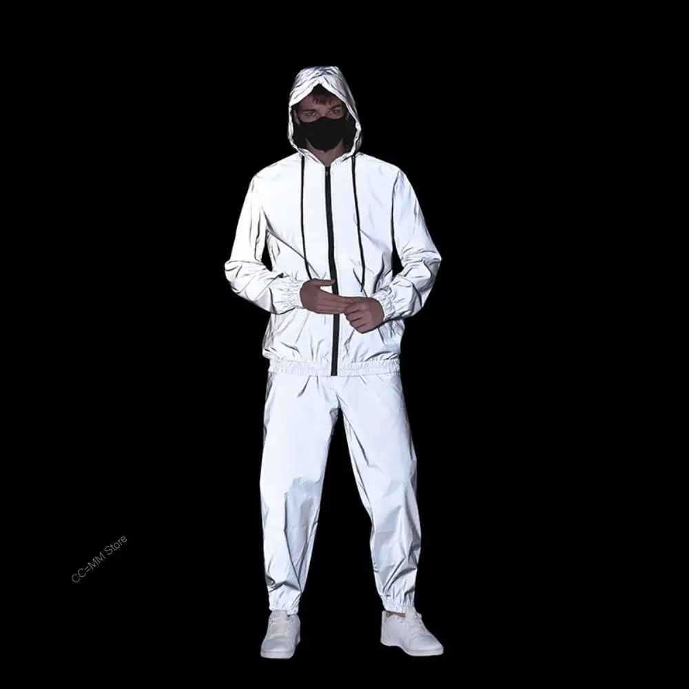 New Activewear 2 Piece Reflective Zip Top Pants Trench Coat Fashion Loose Luminous Jacket Outer Pants
New Activewear 2 Piece Reflective Zip Top Pants Trench Coat Fashion Loose Luminous Jacket Outer Pants