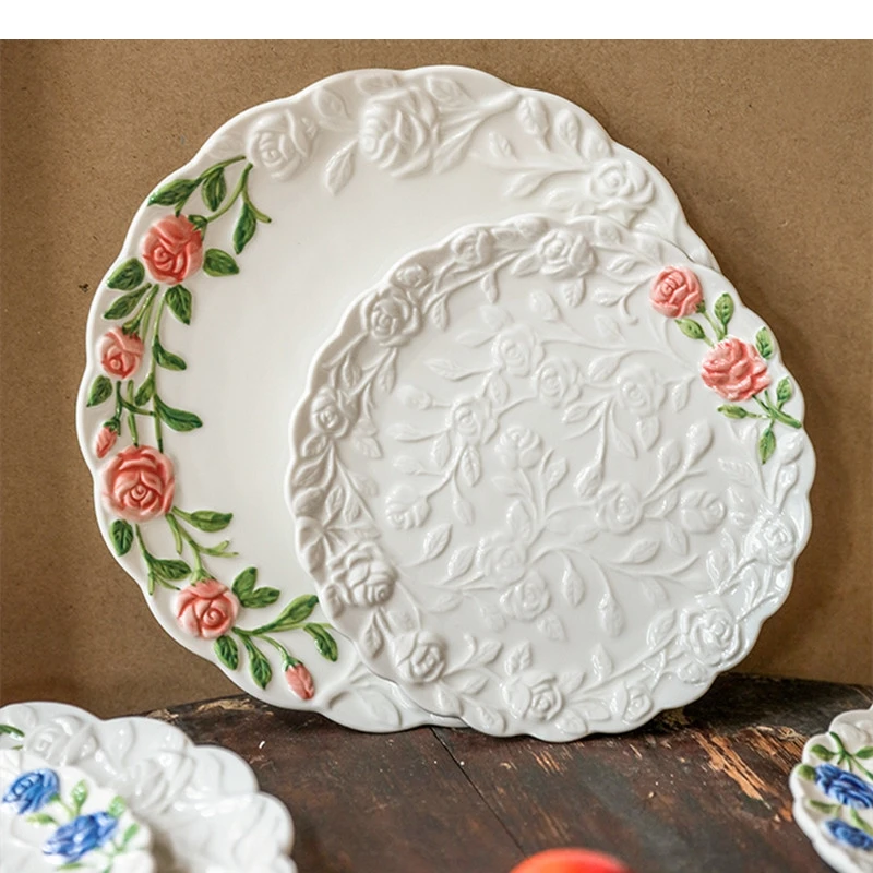 Керамическая тарелка с рельефной розой, свадебная вечеринка, послеобеденный чай, торт, десерт, ресторан, украшение для еды, салат, кухонная утварь
Керамическая тарелка с рельефной розой, свадебная вечеринка, послеобеденный чай, торт, десерт, ресторан, украшение для еды, салат, кухонная утварь