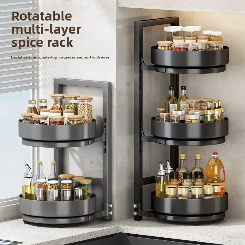 Firm Rotating Seasoning Rack Household Kitchen Countertop Condiment Storage Rack Corner Multi-purpose Storage Rack Factory
Firm Rotating Seasoning Rack Household Kitchen Countertop Condiment Storage Rack Corner Multi-purpose Storage Rack Factory