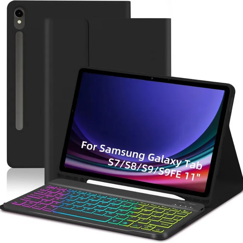Backlit Keyboard Case For Samsung Galaxy Tab S7 S8 S9 S9FE 11 inch Color Keyboard Case Cover X700/X706 X710 with Pen Holder
Backlit Keyboard Case For Samsung Galaxy Tab S7 S8 S9 S9FE 11 inch Color Keyboard Case Cover X700/X706 X710 with Pen Holder