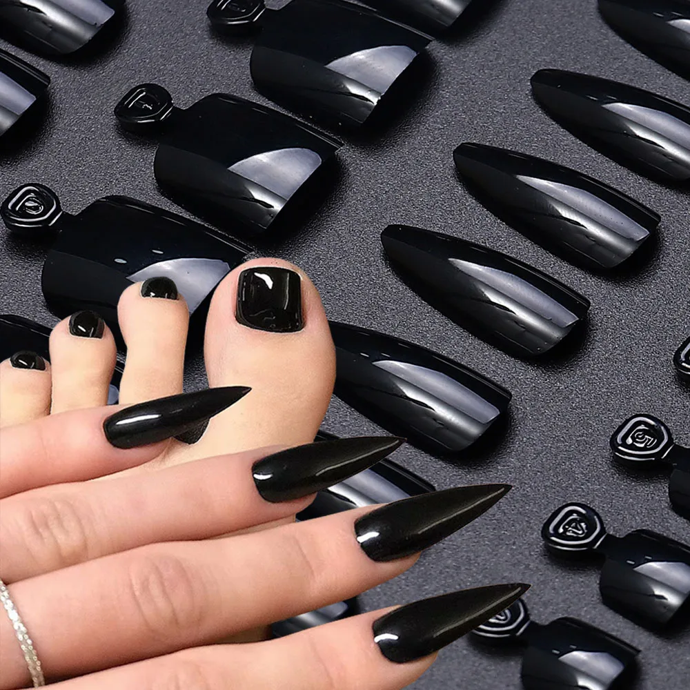 120pcs Mixed Black Short Almond Press On Nails&Square Glossy Foot Toenails Set Simple Black Fake Nails For Women Nail Salon Suit
120pcs Mixed Black Short Almond Press On Nails&Square Glossy Foot Toenails Set Simple Black Fake Nails For Women Nail Salon Suit