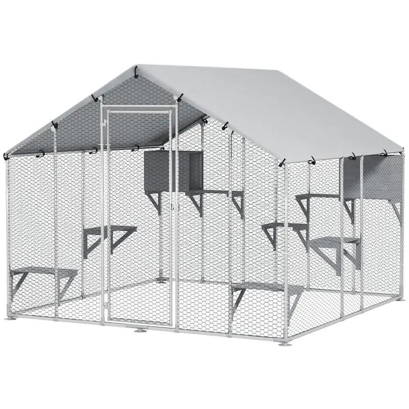 PawHut 95" Extra Large Metal Outdoor Catio with Waterproof Cover, 2 Resting Boxes, 7 Jumping Platforms, for Multiple Cats
PawHut 95" Extra Large Metal Outdoor Catio with Waterproof Cover, 2 Resting Boxes, 7 Jumping Platforms, for Multiple Cats