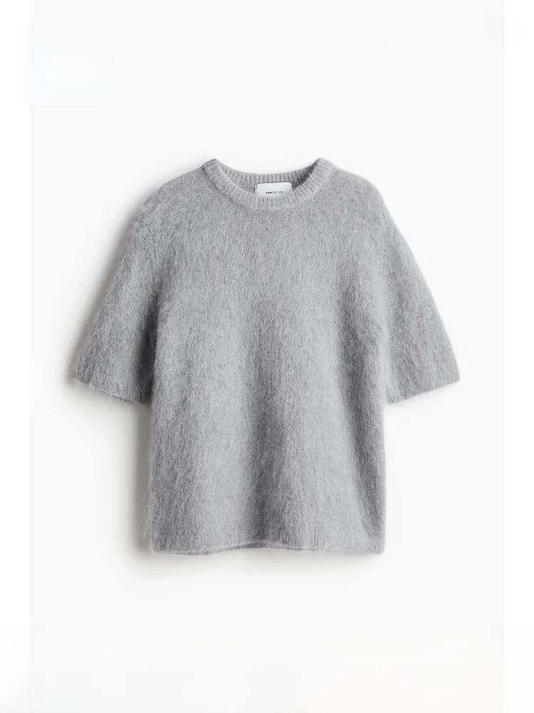 Soft round Neck Ribbed Knitwear Short Sleeve Women's Casual Style H&M Wool Blend Mohair Spandex Summer Top 1218191
Soft round Neck Ribbed Knitwear Short Sleeve Women's Casual Style H&M Wool Blend Mohair Spandex Summer Top 1218191