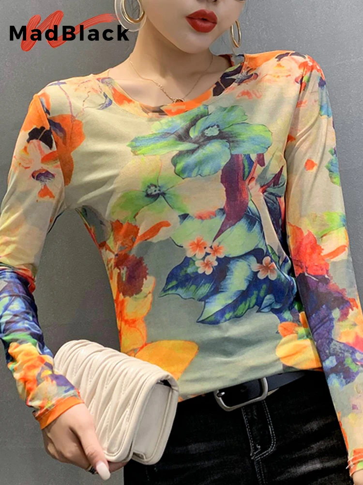 MadBlack European Clothes Tshirt Women Round Collar Print Slim Mesh Tops Long Sleeve Stretchy Tees Autumn Winter T30352JC
MadBlack European Clothes Tshirt Women Round Collar Print Slim Mesh Tops Long Sleeve Stretchy Tees Autumn Winter T30352JC