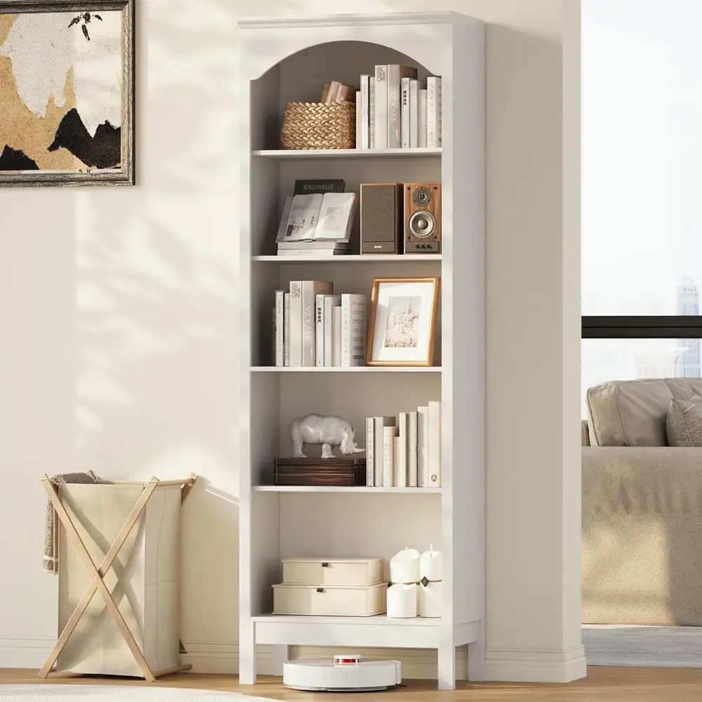 5-Tier Arched White Wooden Bookshelf for Home Display in Living Room or Bedroom
5-Tier Arched White Wooden Bookshelf for Home Display in Living Room or Bedroom