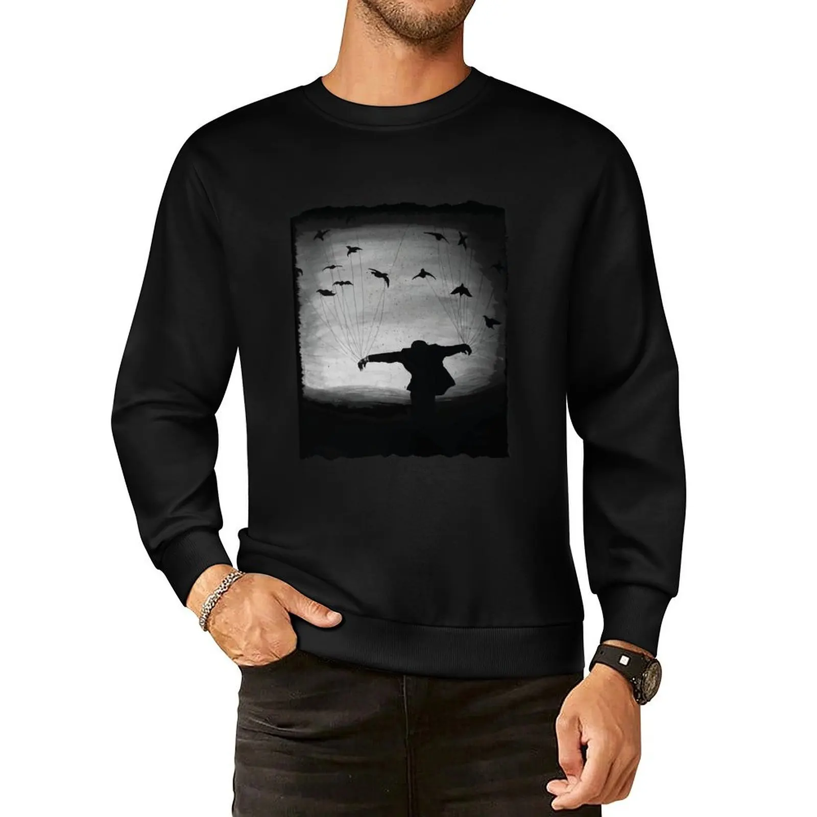 Man In flight with ravens Pullover Hoodie japanese style autumn men's clothing aesthetic clothing sports sweatshirt man
Man In flight with ravens Pullover Hoodie japanese style autumn men's clothing aesthetic clothing sports sweatshirt man