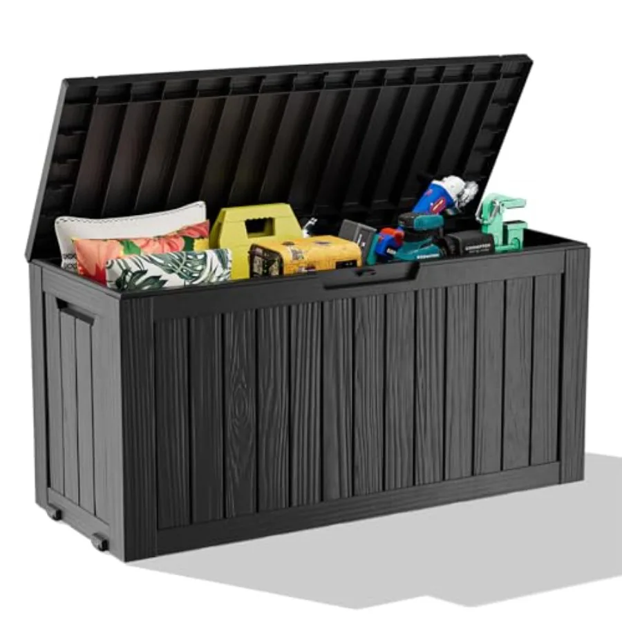Outdoor Storage Box with Wheels 85 Gallon Mobile Waterproof Resin Deck Box Lockable Storage for Patio Cushions Garden Tools Poo
Outdoor Storage Box with Wheels 85 Gallon Mobile Waterproof Resin Deck Box Lockable Storage for Patio Cushions Garden Tools Poo