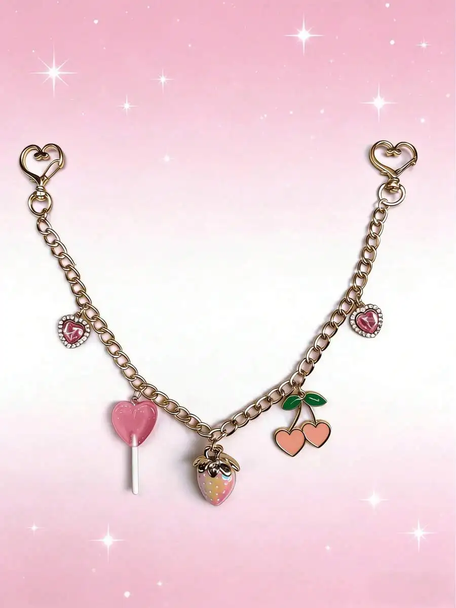 Strawberry Cherry Lollipop Heart Chain Bag Charm Pendant Keychain Accessory
Strawberry Cherry Lollipop Heart Chain Bag Charm Pendant Keychain Accessory