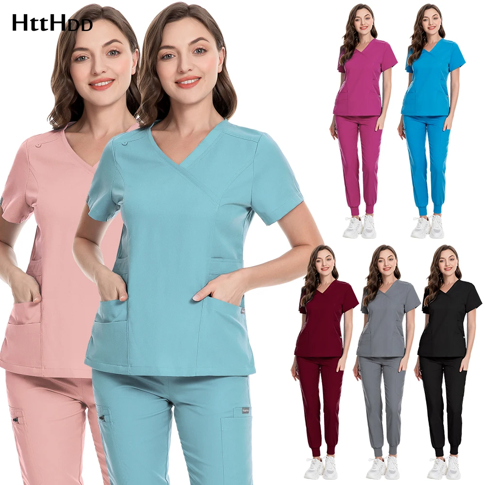 Fashion V-neck Scrubs Nursing Short Sleeved Medical Uniform Hot Selling Multi-color Beauty Salon Cleaning Frosted Oral WorkWear
Fashion V-neck Scrubs Nursing Short Sleeved Medical Uniform Hot Selling Multi-color Beauty Salon Cleaning Frosted Oral WorkWear