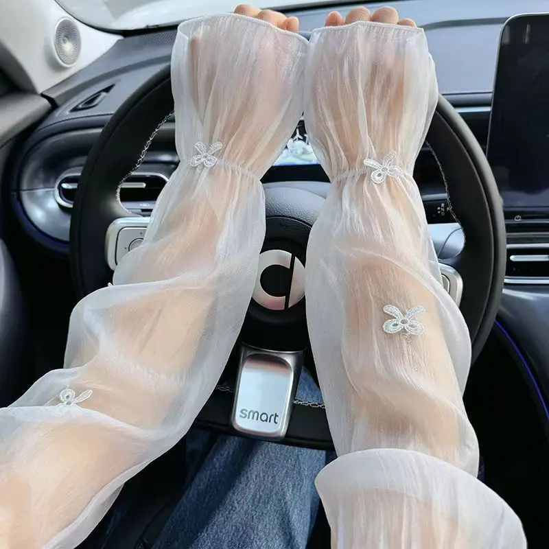 Sun Protection Arm Sleeves Women Fairycore Sheer Mesh Breathable Flower Applique Summer Driving Loose Flowy Organza Sun Sleeves
Sun Protection Arm Sleeves Women Fairycore Sheer Mesh Breathable Flower Applique Summer Driving Loose Flowy Organza Sun Sleeves