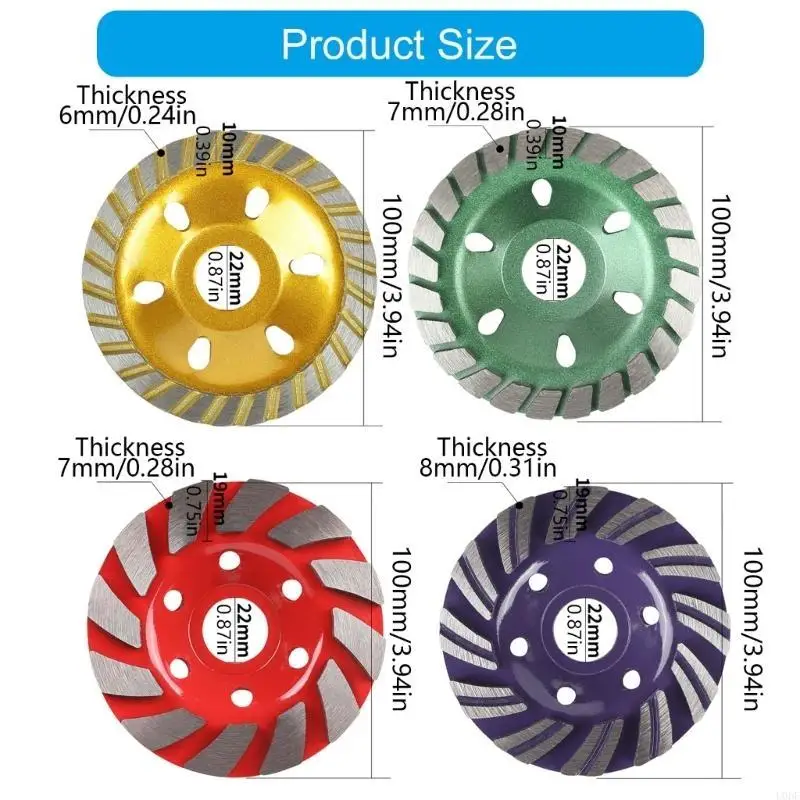 U0DF 4Pcs Diamonds Concrete Grinding Wheel 4inch Diamonds Cup Wheel for Polishing
U0DF 4Pcs Diamonds Concrete Grinding Wheel 4inch Diamonds Cup Wheel for Polishing