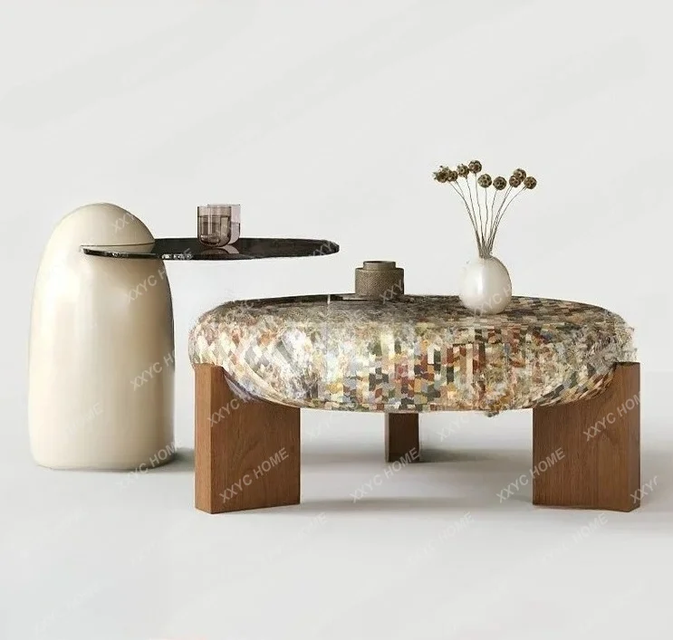 Medieval style advanced sense round tea table combination simple can store large and small coffee table
Medieval style advanced sense round tea table combination simple can store large and small coffee table