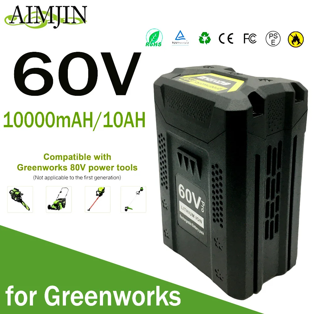 Сменная аккумуляторная батарея 10000 мАч для Greenworks PRO 60V 10.0Ah, литий-ионная, совместима с газонокосилками и садовыми инструментами GD60AB
Сменная аккумуляторная батарея 10000 мАч для Greenworks PRO 60V 10.0Ah, литий-ионная, совместима с газонокосилками и садовыми инструментами GD60AB