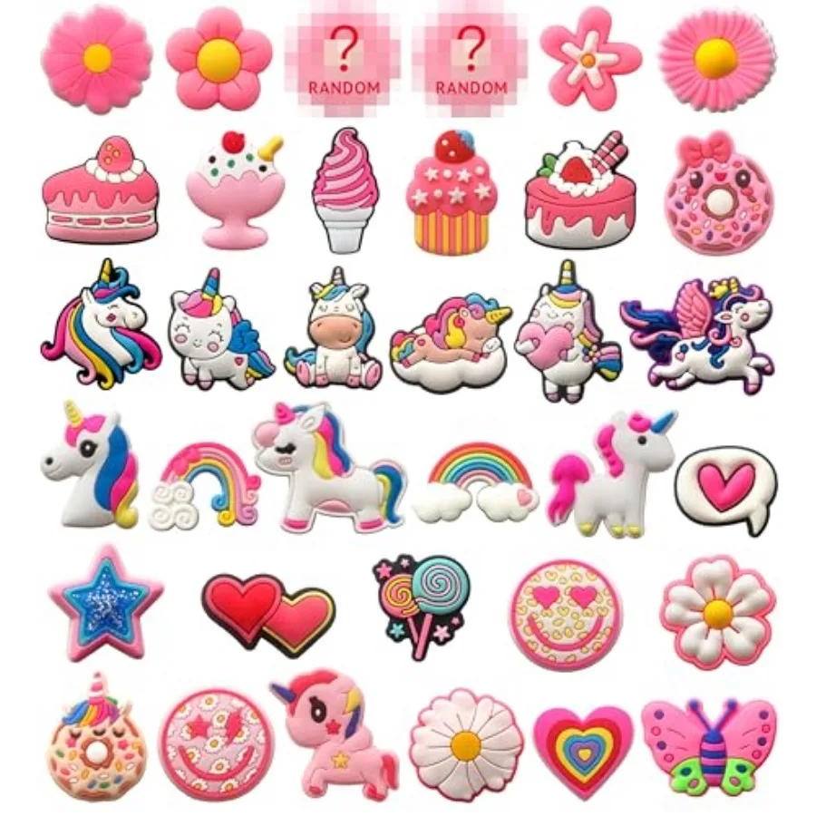 Pink Flower and Unicorn Shoe Charms for Girls, 36 PCS Cute Icecream Shoe Decoration Pins for Clog, Shoe Accessories for Women P
Pink Flower and Unicorn Shoe Charms for Girls, 36 PCS Cute Icecream Shoe Decoration Pins for Clog, Shoe Accessories for Women P