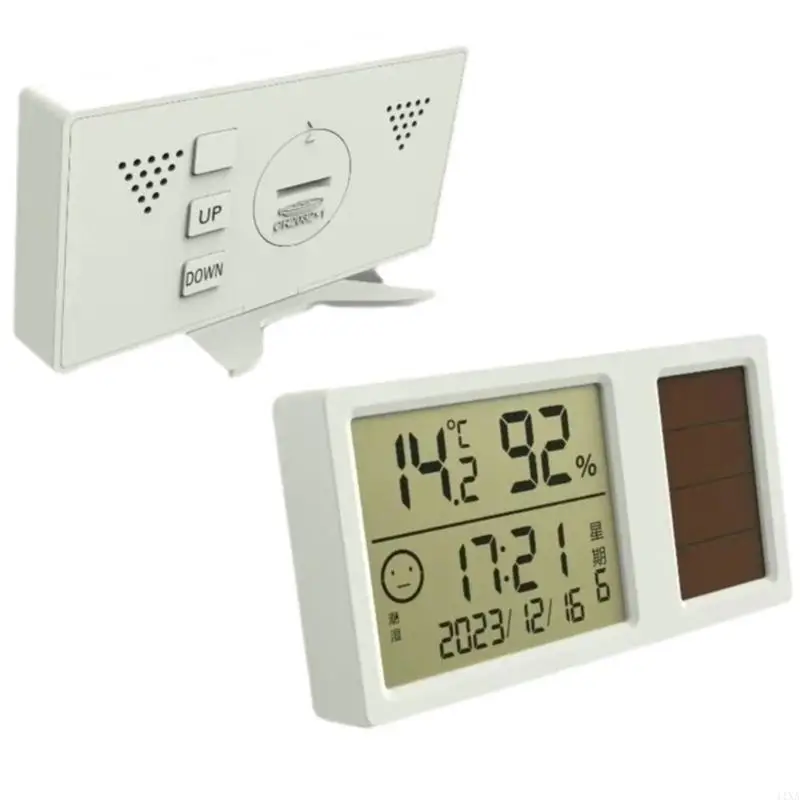 Indoor Desktop Thermometers Hygrometer with Time Date Week Display Solar Powered Temperature Humidity Meter for Room
Indoor Desktop Thermometers Hygrometer with Time Date Week Display Solar Powered Temperature Humidity Meter for Room