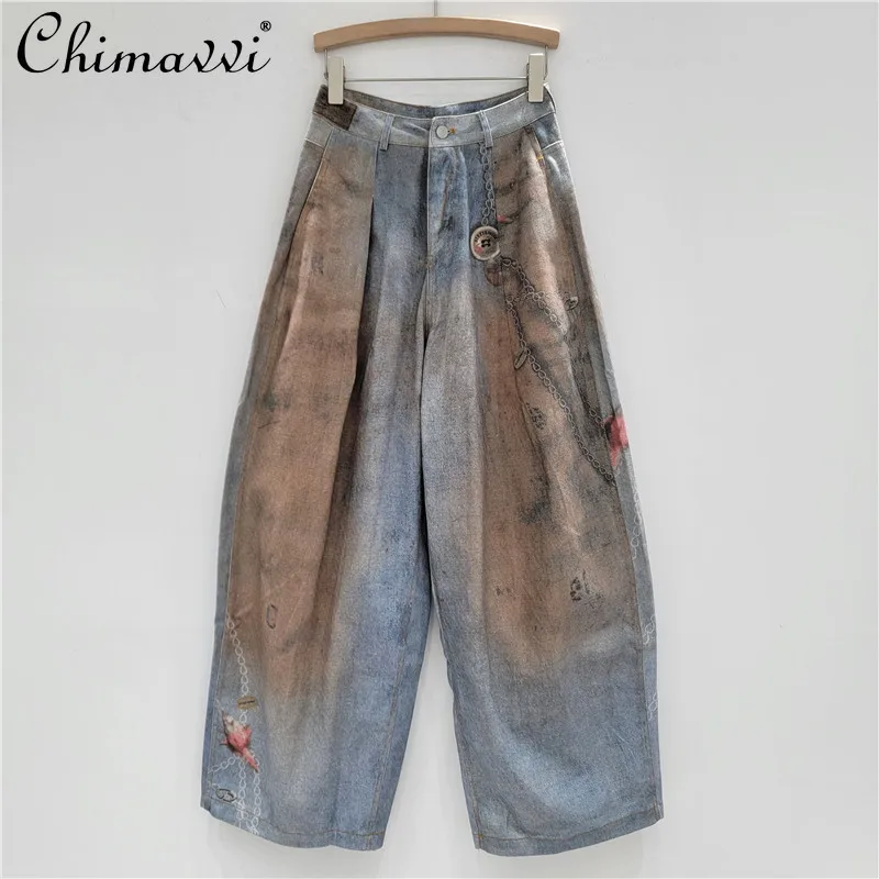 2025 Spring New Old Niche Design Casual Straight Wide-leg Long Printed Jeans For Women
2025 Spring New Old Niche Design Casual Straight Wide-leg Long Printed Jeans For Women