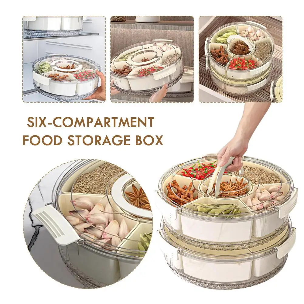 1 шт., коробка для хранения специй, вращающийся органайзер с шестью отделениями, герметичный контейнер для еды, закусок, кухонная кладовая, новогодний портативный аксессуар
1 шт., коробка для хранения специй, вращающийся органайзер с шестью отделениями, герметичный контейнер для еды, закусок, кухонная кладовая, новогодний портативный аксессуар