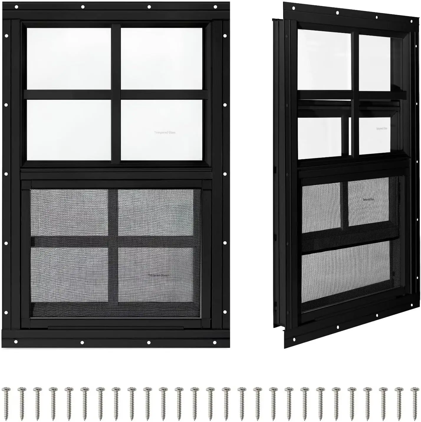 2 Pack Shed Windows,12" x 18" Small Sliding Windows,Flush Mount Windows with Tempered Glass and Fiberglass Screen for Shed
2 Pack Shed Windows,12" x 18" Small Sliding Windows,Flush Mount Windows with Tempered Glass and Fiberglass Screen for Shed
