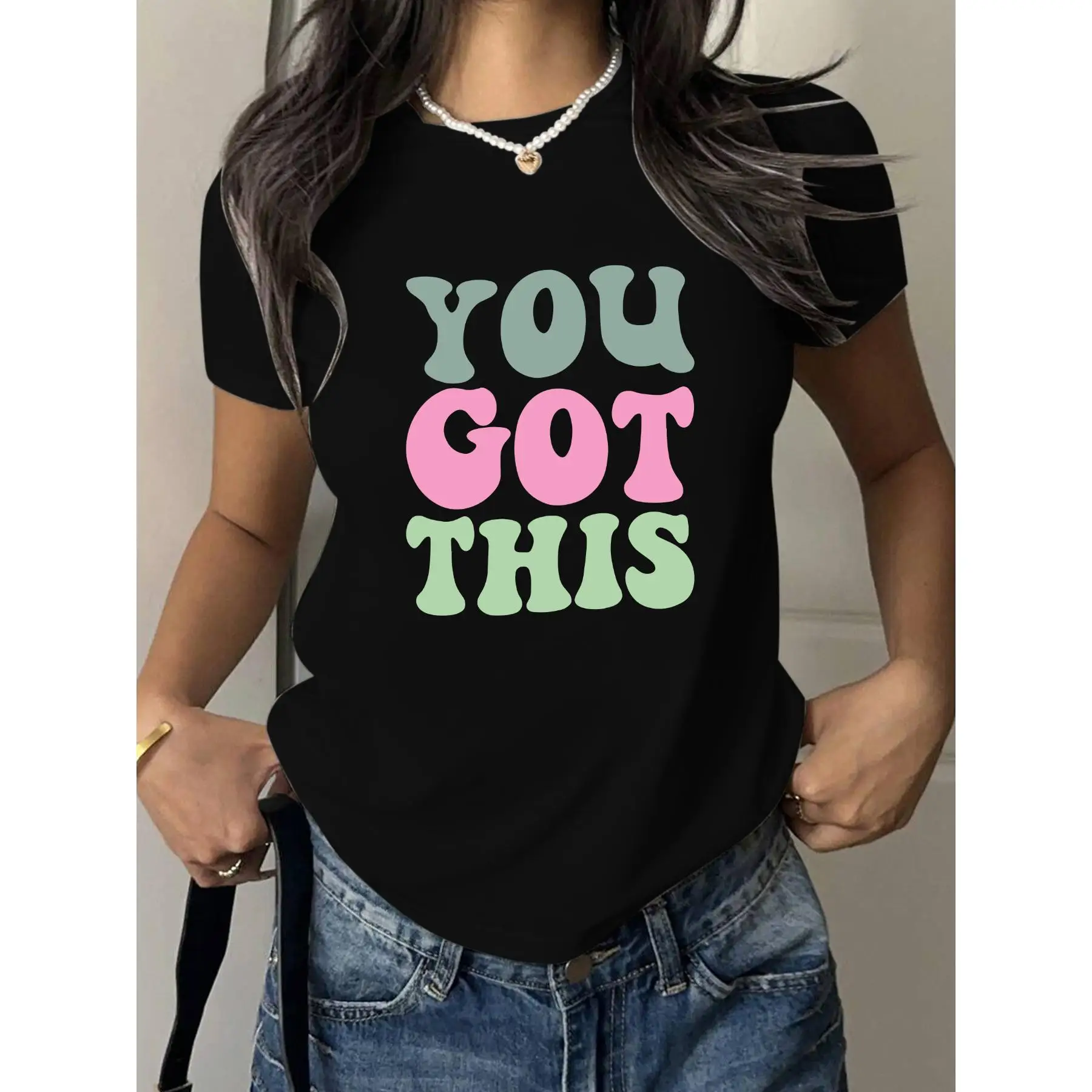 Women's Inspirational "You Got This" Color Block T-shirt Short Sleeve Loose Casual Motivational Top Positive Retro Style
Women's Inspirational "You Got This" Color Block T-shirt Short Sleeve Loose Casual Motivational Top Positive Retro Style