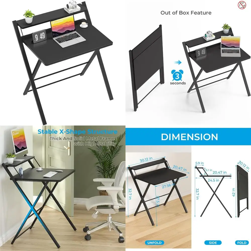 Folding Desk, 2-Tier Compact Computer Table, 30 Inch Space-Saving Foldable Desk for Home Office Use
Folding Desk, 2-Tier Compact Computer Table, 30 Inch Space-Saving Foldable Desk for Home Office Use