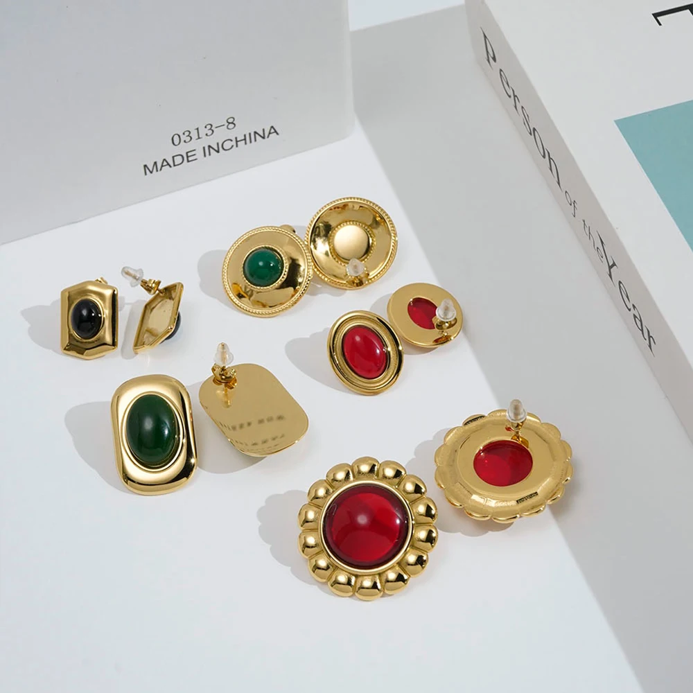 ENFASHION Aretes De Mujer Agate Stud Earrings For Women's Stainless steel 18K Gold Plated Fashion Jewelry E251677 E1678 E1679 
ENFASHION Aretes De Mujer Agate Stud Earrings For Women's Stainless steel 18K Gold Plated Fashion Jewelry E251677 E1678 E1679