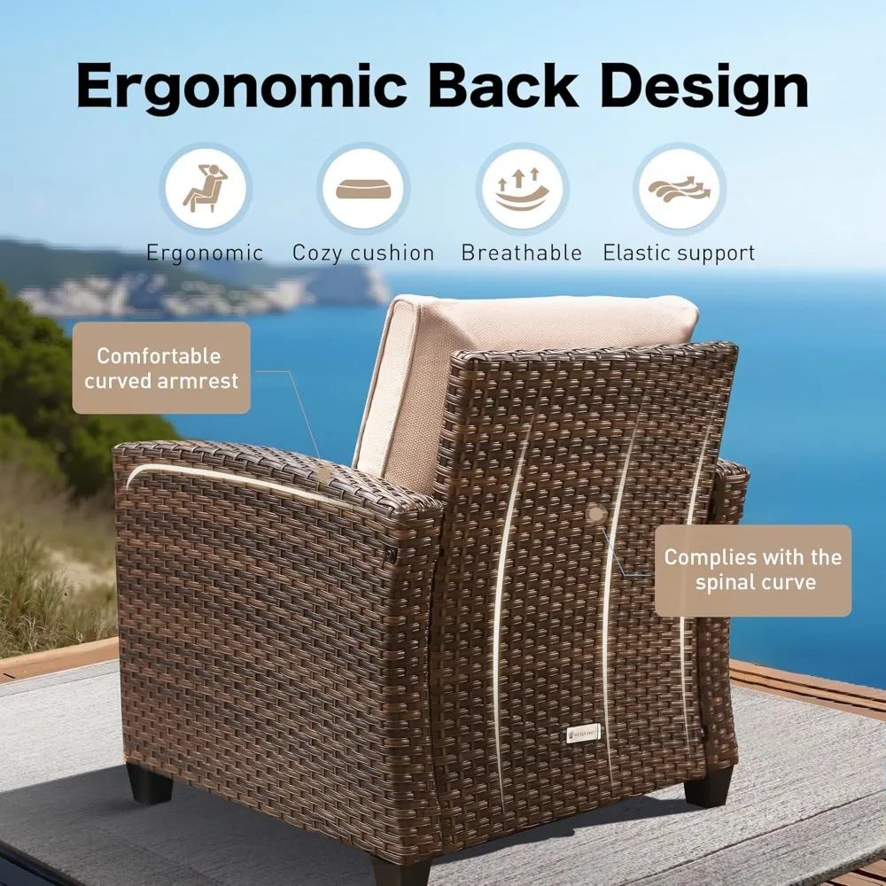 2 Pieces Wicker Rattan Patio Chairs, Outdoor Brown Premium Patio Furniture with 4 Thick Cushions for Garden, Lawn, Backyard
2 Pieces Wicker Rattan Patio Chairs, Outdoor Brown Premium Patio Furniture with 4 Thick Cushions for Garden, Lawn, Backyard