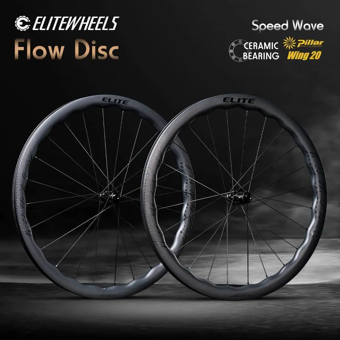 ELITEWHEELS FLOW Road Disc Brake 700C 36T Wave Carbon Wheelset 40/45mm depth Road Cycling Wing 20 Spoke Aero Carbon Fiber Wheels
ELITEWHEELS FLOW Road Disc Brake 700C 36T Wave Carbon Wheelset 40/45mm depth Road Cycling Wing 20 Spoke Aero Carbon Fiber Wheels