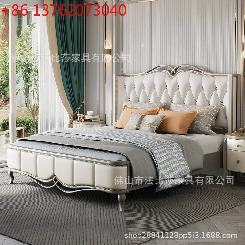 American light luxury leather solid wood bed first layer cowhide post-modern French champagne silver master bedroom bed
American light luxury leather solid wood bed first layer cowhide post-modern French champagne silver master bedroom bed